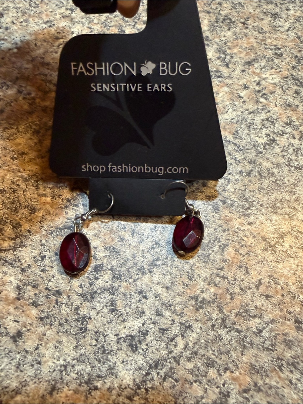 Fashion Bug Burgundy Glass Drop Earrings